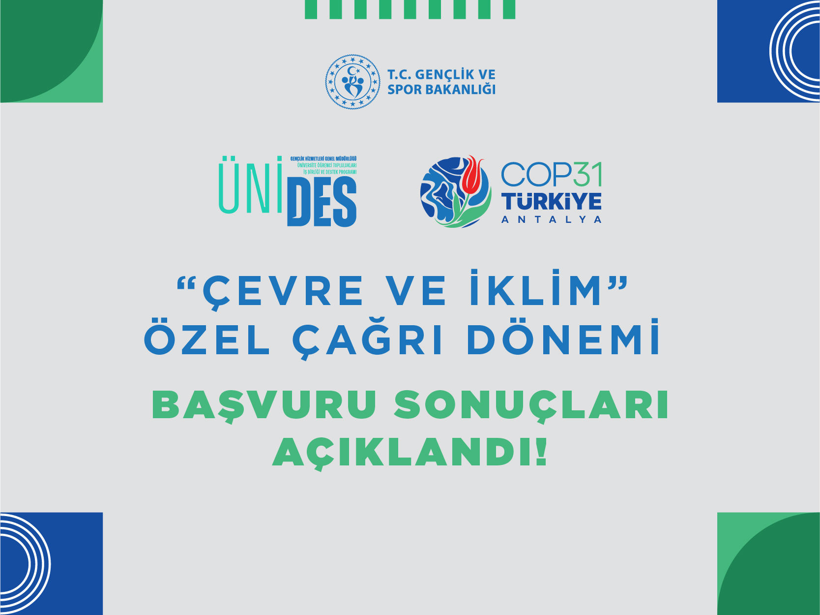 "Çevre ve İklim" Özel Çağrı Dönemi